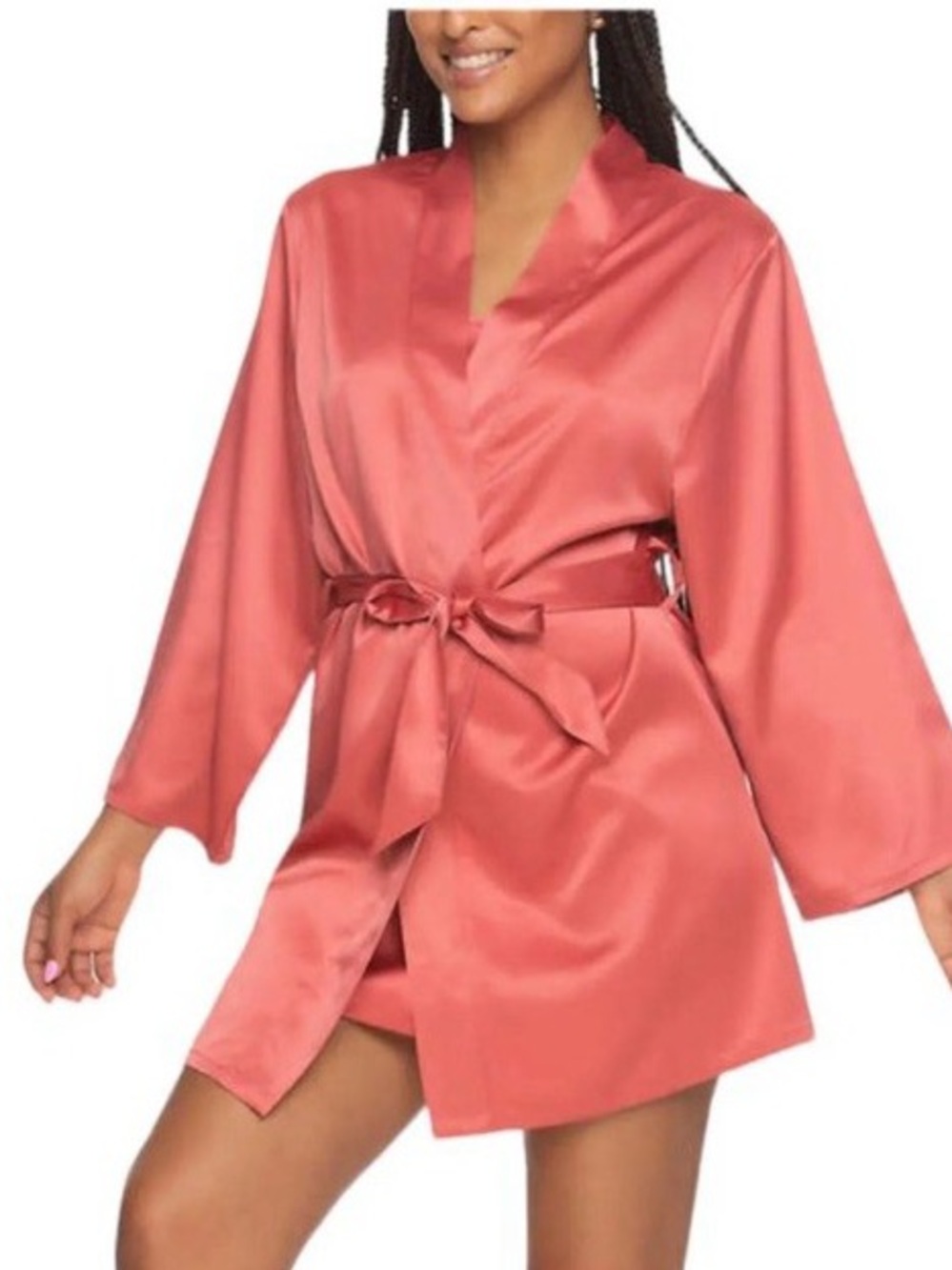 Felina Robe And Chemise Satin Nightgown Set Sz XL